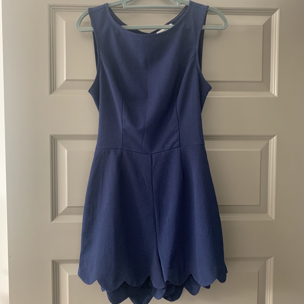 Navy scalloped romper